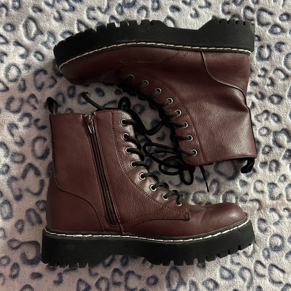 Sincerely Jules "Maroon" Combat Boots